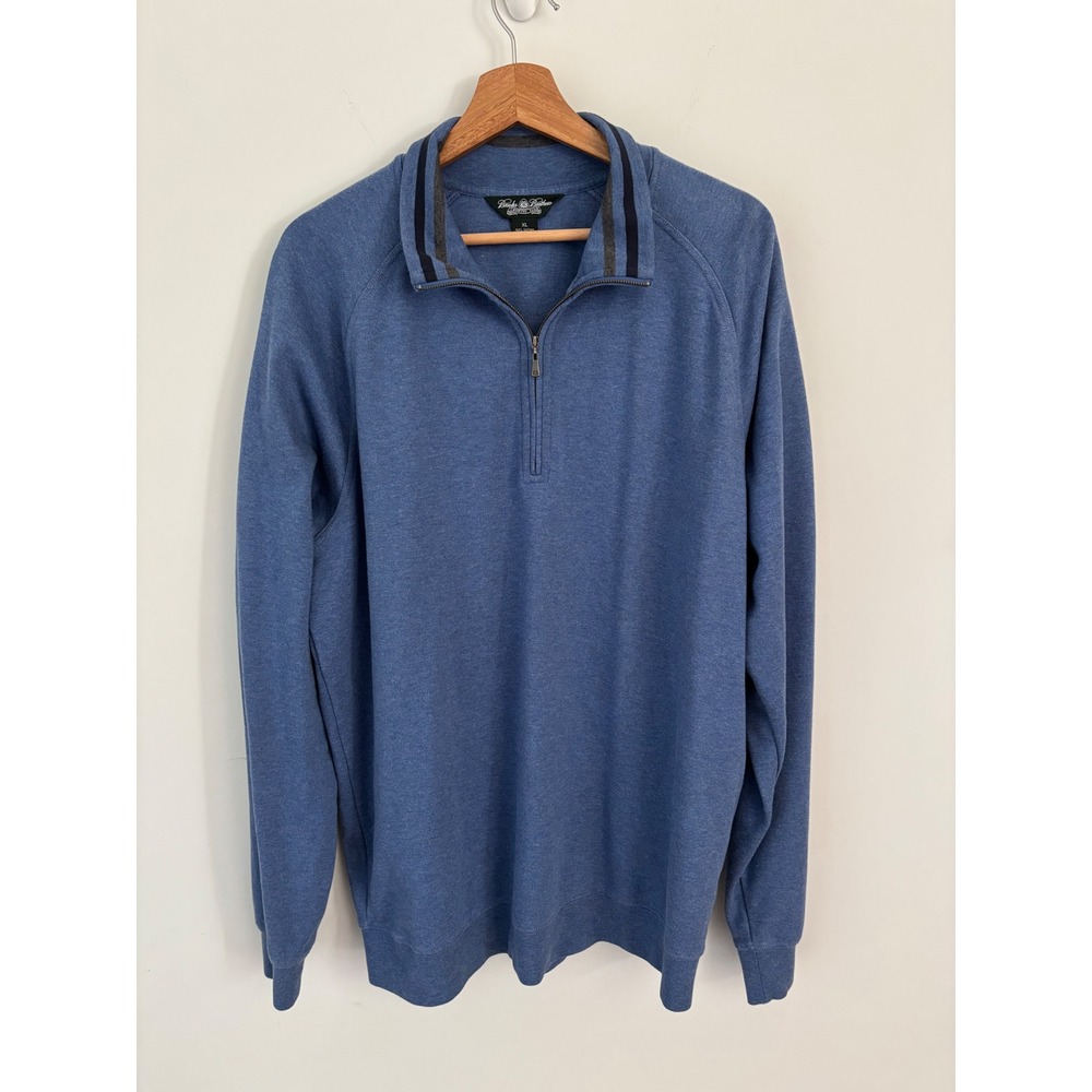 Brooks Brothers Country Club Mens XL Blue Supima Cotton Quarter Zip Pullover
